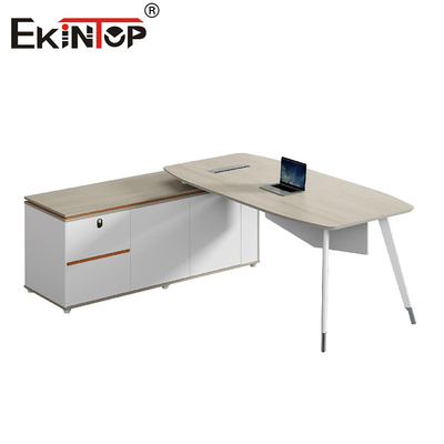 Tableau de bureau en forme de L Bureau exécutif des bureaux modernes avec armoire de rangement