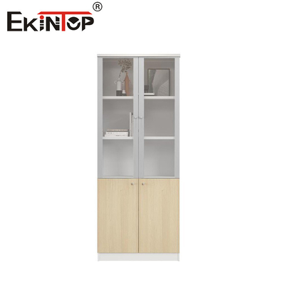 Armoire de rangement en bois avec portes en verre Armoire de dossiers de style commercial