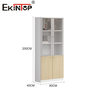 Armoire de rangement en bois avec portes en verre Armoire de dossiers de style commercial