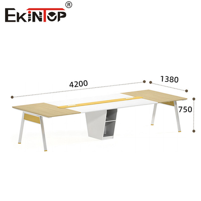 Table de conférence de bureau de style moderne Matériau bois Pieds métalliques personnalisables