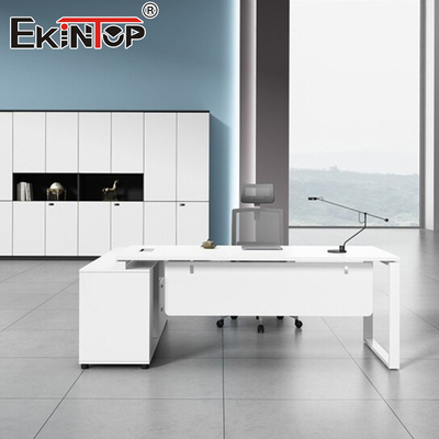 Bureau blanc personnalisable avec cadre métallique Bureau en bois