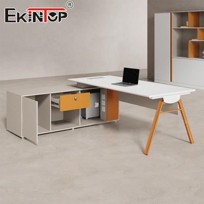 Meubles de bureau simples et modernes Bureau en bois d'acacia Bureau blanc Bureau de direction Bureau de direction