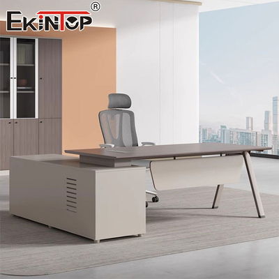 Bureau exécutif de style moderne en forme de L de l'usine de meubles Bureau en bois d'acacia