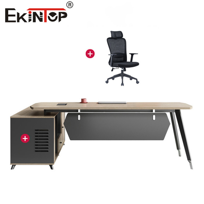 Bureau de bureau en noyer de style moderne Bureau exécutif avec tiroirs fonction extensible