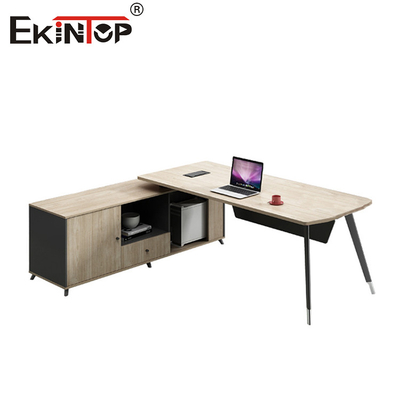 Nouveau design bureau en forme de L Pieds métalliques Bureau exécutif avec tiroirs