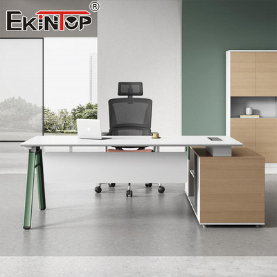 Tableau de bureau en forme de L Armoires de rangement Bureau de bureau de style moderne avec tiroirs