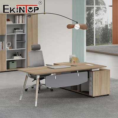 Bureau de bureau en chêne style moderne avec armoire latérale bureau sur mesure