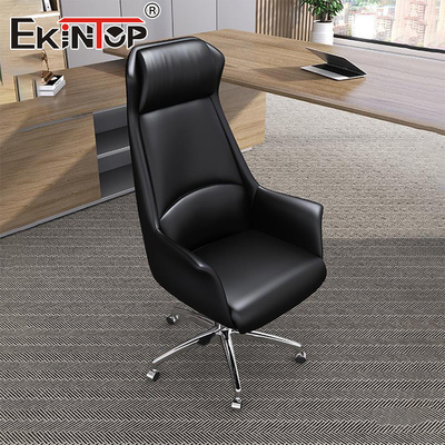 Chaise de bureau en cuir noir personnalisé avec chaise de dessin ergonomique pivotante