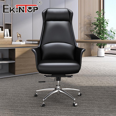 Chaise de bureau en cuir noir personnalisé avec chaise de dessin ergonomique pivotante