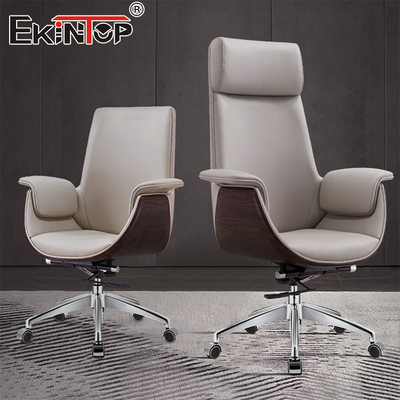 Chaise de bureau en cuir avec roues chaise de dessin ergonomique