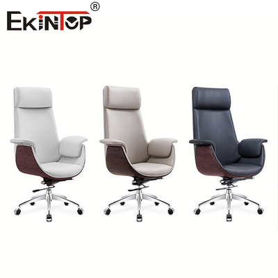 Chaise de bureau en cuir blanc à dos haut fonction pivotante Chaises de bureau commerciales