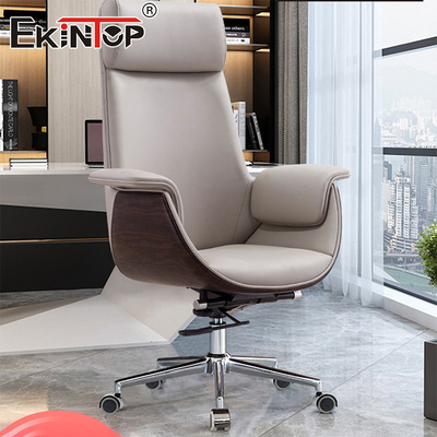 Chaise de bureau en cuir blanc à dos haut de style moderne