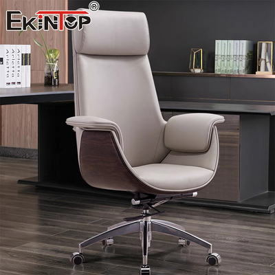 Chaise de bureau en cuir blanc à dos haut de style moderne