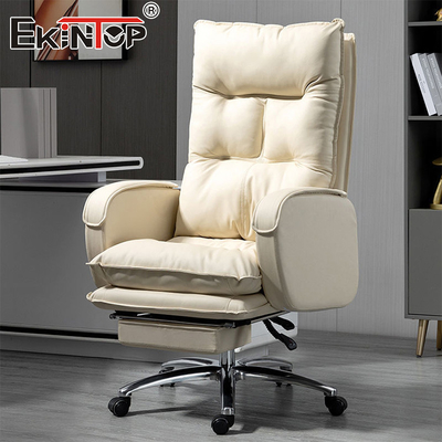 Chaise de bureau en cuir ergonomique reclinable de haute qualité