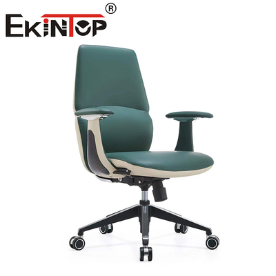 Chaise de bureau réglable ergonomie en cuir vert
