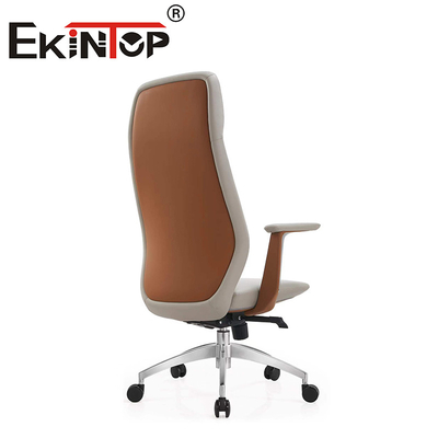Chaise pivotante de bureau réglable en cuir en métal en fer Chaises de club en cuir moderne