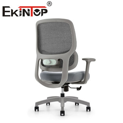 Chaise de bureau moderne mi-dos en maille grise, chaise en maille minimaliste pour salle d'ordinateur, chaise de travail en maille