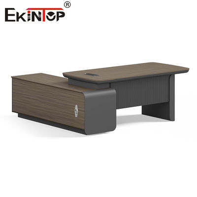 Mobilier de bureau Ekintop Bureau de travail en bois massif noir pour les affaires