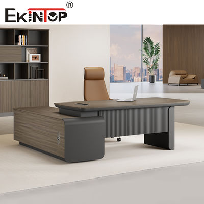 Mobilier de bureau Ekintop Bureau de travail en bois massif noir pour les affaires
