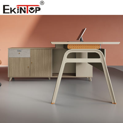 Ékintop Meubles de bureau de coin en bois moderne en forme de L