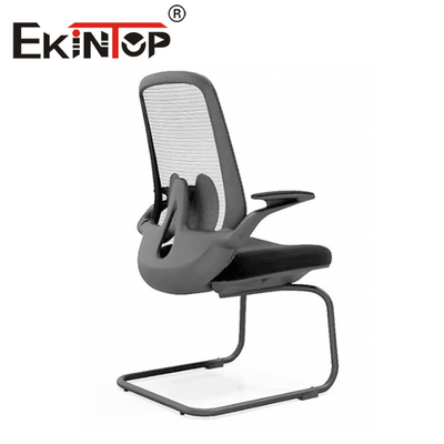 Chaise de bureau à dossier haut noir pivotant en tissu moderne à base de fer avec appuie-tête