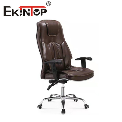 Chaise de bureau pivotante à dossier haut en cuir PU moderne de tâche de luxe