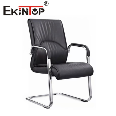 Chaises de bureau en cuir noir à dossier haut tournant réglable