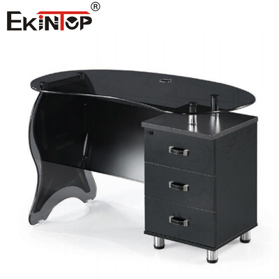 Bois Métal verre coin Bureau d'ordinateur Noir Finition lisse et brillante