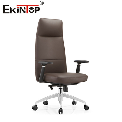 Chaise de bureau en cuir rotatif à pivotement classique support lombaire réglable