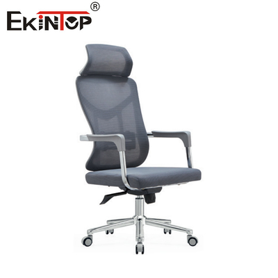 Chaise de bureau à dos en maille haute avec accoudoirs, roues pivotantes et hauteur réglable