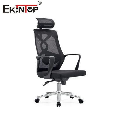Luxueuse chaise de bureau en maille noire avec hauteur réglable du dos et accoudoirs