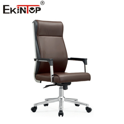 Chaise de bureau en cuir à dos haut personnalisable avec hauteur de siège et accoudoir réglables
