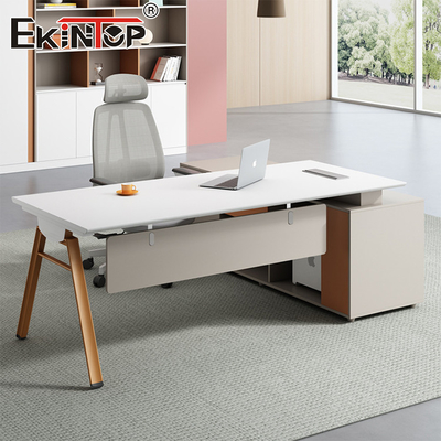 Bureau d'ordinateur en forme de L Bureau de bureau de bureau de bureau de style moderne Bureau en bois d'acacia