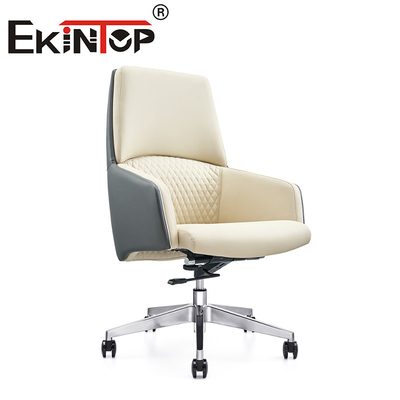 Chaise en cuir blanc gestionnaire pivotante ergonomie chaise de bureau exécutive chaise de bureau en cuir de vache