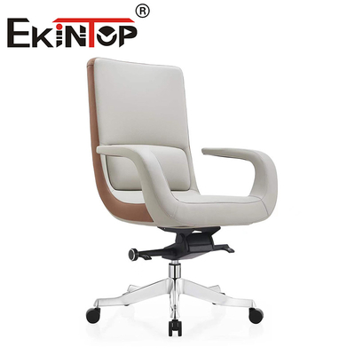 Assistance à l' arrière confortable Chaise en cuir pour ordinateur Chaise de bureau pivotante en cuir de vache Chaise de bureau
